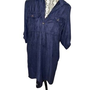 Millenium Blue Casual Button Down Shirt with Roll-Up Sleeves